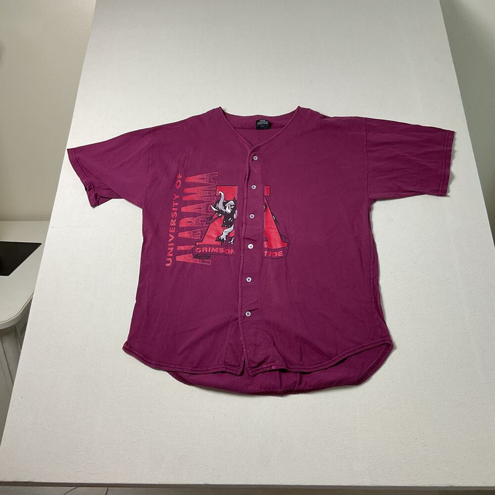 Vintage University of Alabama Button Down Baseball Jersey Maroon Size XL